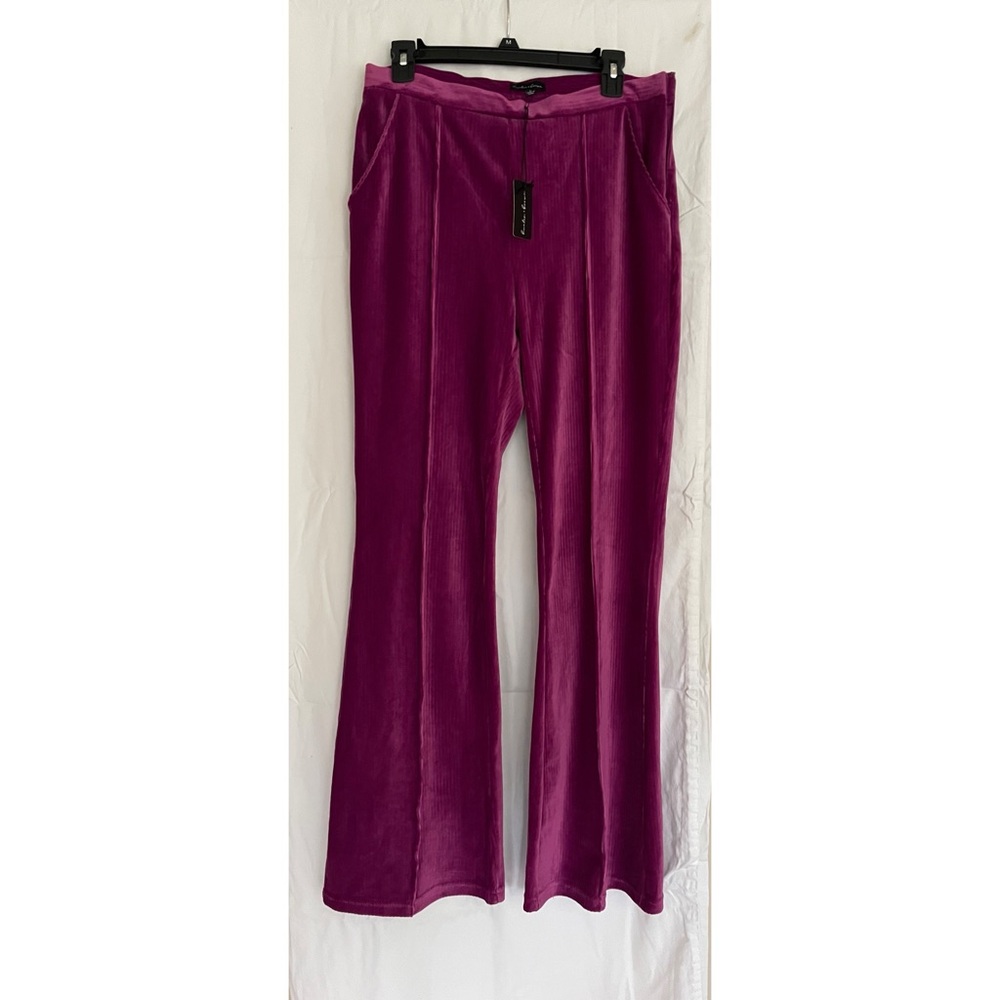 Velvet Flare Pants in Purple